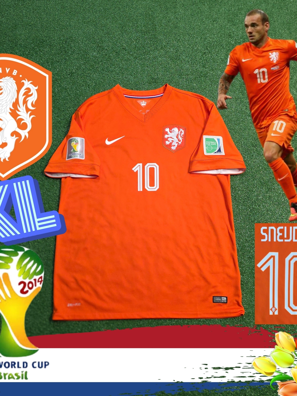 Nike Orange Netherlands Wesley Sneijder #10 2014 World Cup Home Jersey Holland